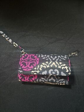 Vera Bradley Pink Black Patterned Wristlet Wallet